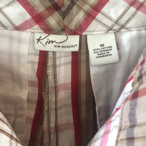 Kim Rogers Bermuda Shorts Red/Brown Plaid Size 10 - Picture 4 of 5